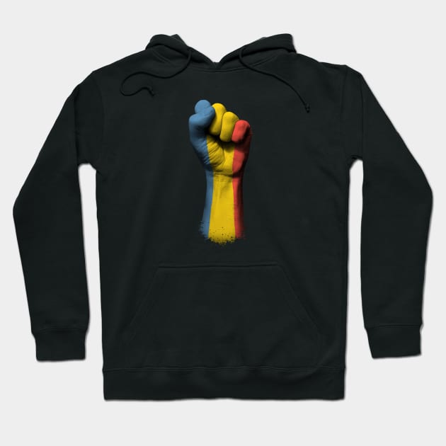 Flag of Romania on a Raised Clenched Fist Hoodie by jeffbartels